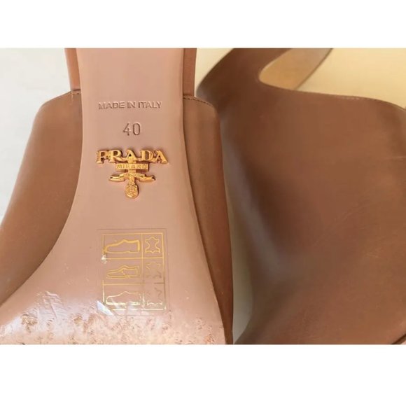 Prada Brown Leather Heeled Sandals - IT 40 - Picture 11 of 16